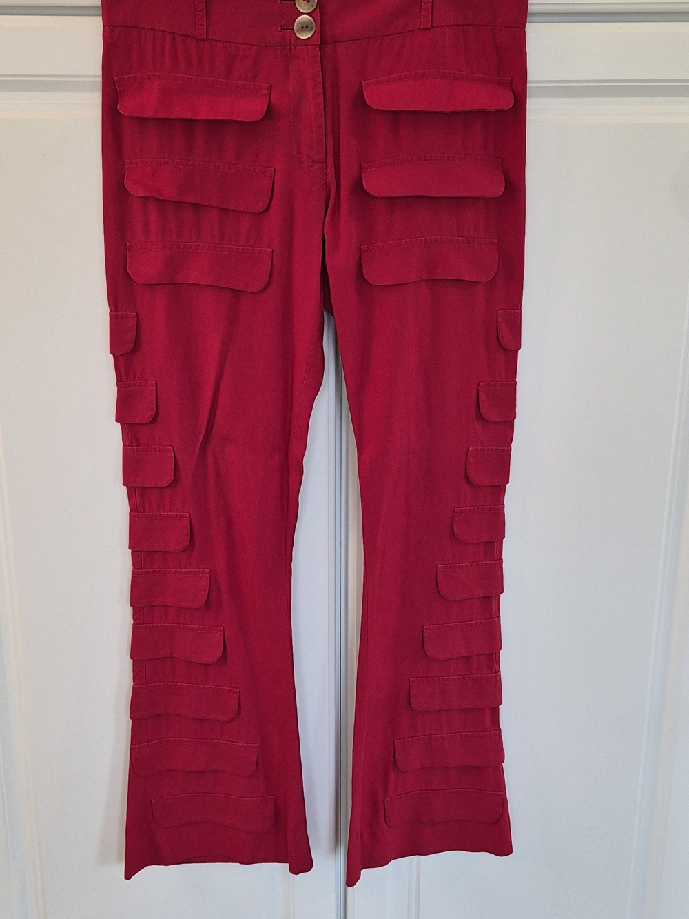 Vintage Paula Raia 100% Silk Red Flare Bottom Pants